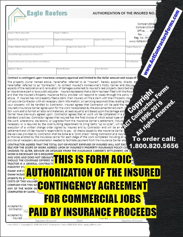 Roofing Contractor Forms for Insurance Restoration
